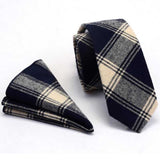 lasanderss.store Beige Cravate fine en coton avec carré poche pour hommes