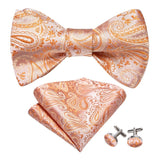 lasanderss.store Beige Cravate nœud papillon et pochette en soie pour hommes