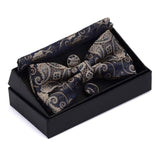 lasanderss.store Beige Cravate papillon mouchoir boutons de manchette mode hommes