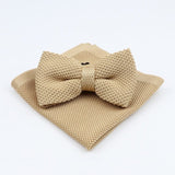 lasanderss.store Beige nœuds papillon et mouchoir tricoté