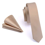 lasanderss.store Beige Slim cravate 4cm avec mouchoir