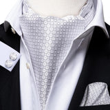 lasanderss.store Blanc Ascot cravate en soie