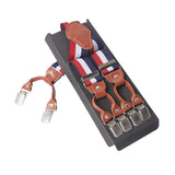 lasanderss.store Blanc Bretelles en cuir marron Vintage, 6 Clips