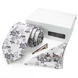 lasanderss.store Blanc Cravates boutons de manchette pince à cravate et mouchoir