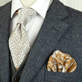 lasanderss.store Blanc cravates pochette en soie pour hommes