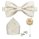 lasanderss.store Blanc Ensemble nœud papillon broche pochette  boutons de manchette