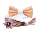 lasanderss.store Blanc Ensemble Nœud papillon en bois et mouchoir de poche