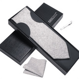 lasanderss.store Blanc Ensembles de cravates avec pinces et mouchoirs