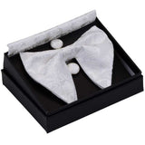 lasanderss.store Blanc Grand nœud papillon boutons de manchette avec poche carrés