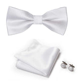 lasanderss.store Blanc Nœud Papillon carré de poche assortie bouton de manchette