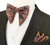 lasanderss.store Blanc/Or Grand nœud papillon avec pochette pour homme