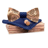 lasanderss.store Bleu 1 Nœud papillon 3D en bois