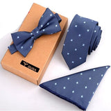 lasanderss.store Bleu-A Cravate fine nœud Papillon et mouchoir 3 Pcs