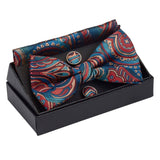 lasanderss.store Bleu-A Cravate papillon mouchoir boutons de manchette mode hommes