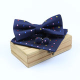 lasanderss.store Bleu-A Nœud Papillon pochette et une paire de bouton manchette