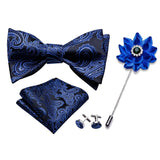 lasanderss.store Bleu-A nœuds papillon bleu pour hommes, boutons de manchette broche