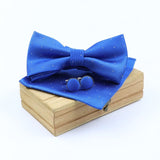 lasanderss.store Bleu-A Pochette Nœud Papillon et Bouton de Manchette