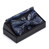 lasanderss.store Bleu-B Cravate papillon mouchoir boutons de manchette mode hommes