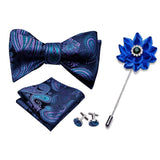 lasanderss.store Bleu-B nœuds papillon bleu pour hommes, boutons de manchette broche