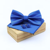 lasanderss.store Bleu-B Pochette Nœud Papillon et Bouton de Manchette