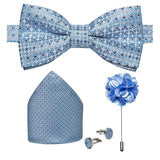 lasanderss.store Bleu Belle ensemble nœud papillon broche pochette bouton pour homme