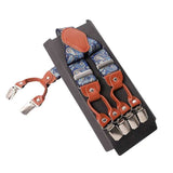 lasanderss.store Bleu Bretelles en cuir marron Vintage, 6 Clips