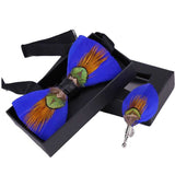 lasanderss.store Bleu Broche Nœud papillon en plume