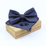 lasanderss.store Bleu-C Nœud Papillon pochette et une paire de bouton manchette