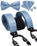 lasanderss.store Bleu/Ciel Bretelles 6 Clips nœud papillon pochette pour homme