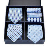 lasanderss.store Bleu/Ciel Ensemble cravates poches carrées pour hommes