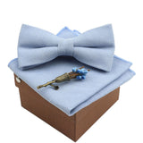 lasanderss.store Bleu/Ciel nœud papillon  avec broche et pochette