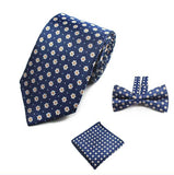 lasanderss.store Bleu Cravate avec poche et nœud Papillon pour homme a motif Floral stylé