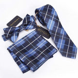 lasanderss.store Bleu cravate fine avec nœud papillon mouchoir carré