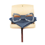 lasanderss.store Bleu cravate nœuds papillon en bois avec pochette