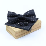 lasanderss.store Bleu-D Nœud Papillon pochette et une paire de bouton manchette