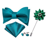 lasanderss.store Bleu-D nœuds papillon bleu pour hommes, boutons de manchette broche