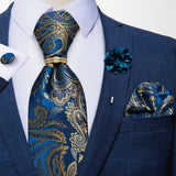 lasanderss.store Bleu Ensemble Cravate Anneau Broche