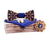 lasanderss.store Bleu Ensemble Nœud Papillon En Patchwork Broche Pochette Boutons Pour Hommes