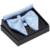 lasanderss.store Bleu Grand nœud papillon boutons de manchette avec poche carrés