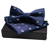 lasanderss.store Bleu/gris Nœud papillon en soie et pochette carré pour homme