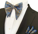 lasanderss.store Bleu Gros nœud papillon et pochette pour homme