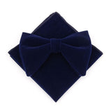 lasanderss.store Bleu Gros nœud papillon Velours et pochette pour hommes