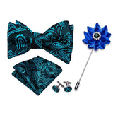 lasanderss.store Bleu-H nœuds papillon bleu pour hommes, boutons de manchette broche