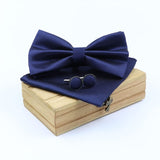 lasanderss.store Bleu-H Pochette Nœud Papillon et Bouton de Manchette