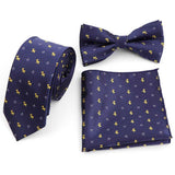lasanderss.store Bleu/Jaune Nœud Papillon et Mouchoir Cravate 3PCS