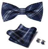 lasanderss.store Bleu Nœud Papillon carré de poche assortie bouton de manchette