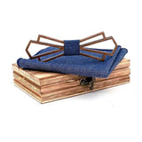 lasanderss.store Bleu Nœud papillon en bois naturel et carré à poches