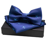 lasanderss.store Bleu Nœud papillon en soie et pochette carré pour homme