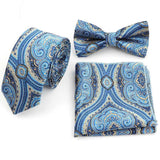 lasanderss.store Bleu Nœud Papillon et Mouchoir Cravate 3PCS