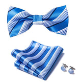 lasanderss.store Bleu Nœud Papillon pochette et une paire boutons de manchette